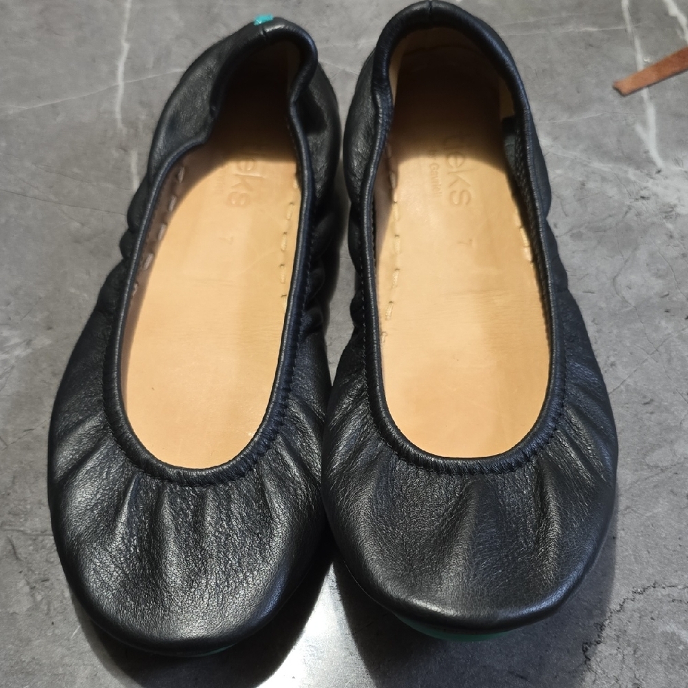 Tieks Classic Black Leather Flats